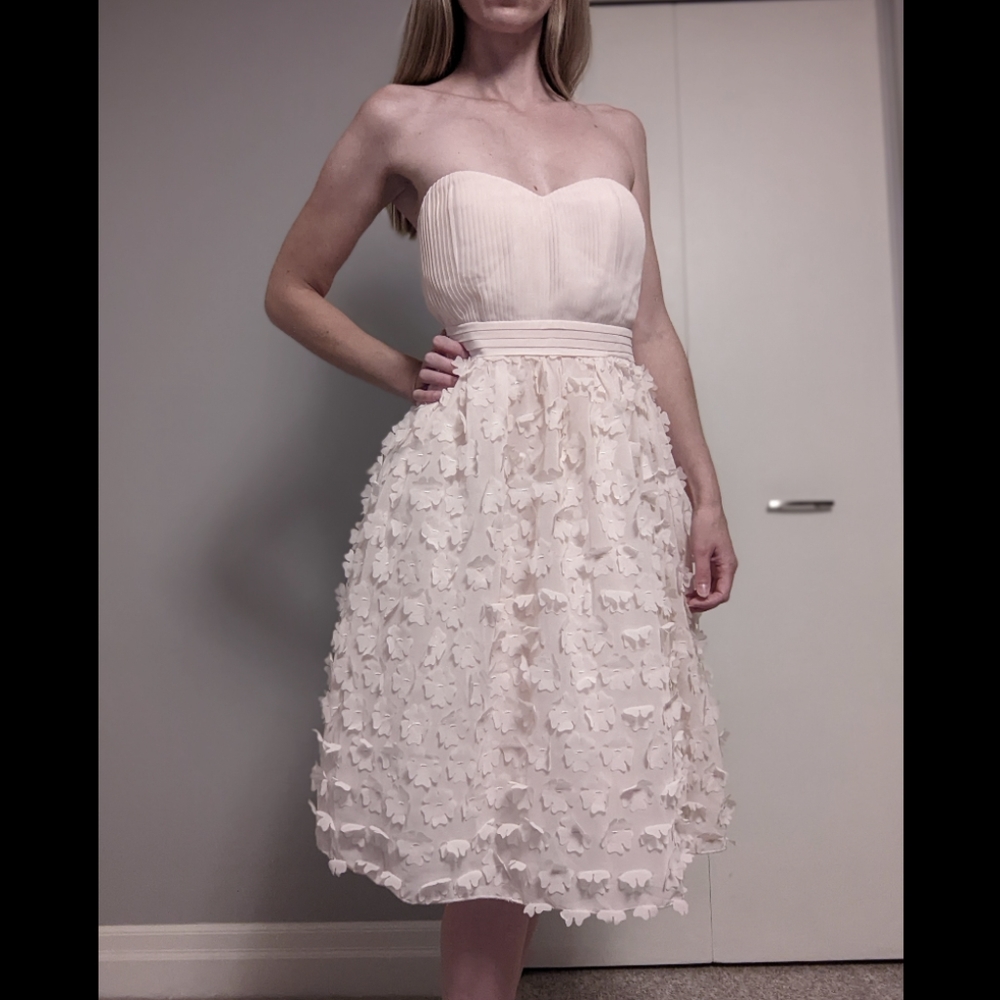 Little Mistress Bandeau Prom Dress with 3D Floral Applique in Pink UK 10…